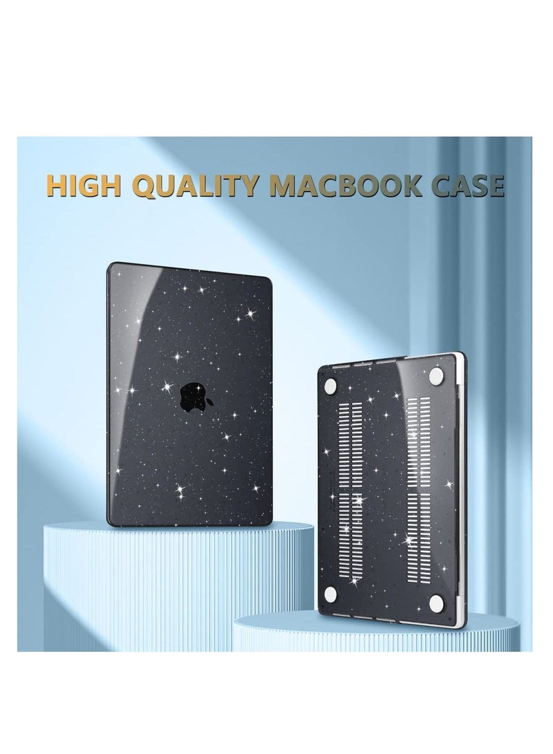 3 in 1 Hard Case for MacBook Pro 14 Inch 2024-2021 Release M4/M3/M2/M1 Chip( A3112/A3185/A3401/A2918 /A2992 /A2779 /A2442) , Plastic Hard Shell Case + Keyboard Cover + Anti Blue Screen Protector, Sparkly Black