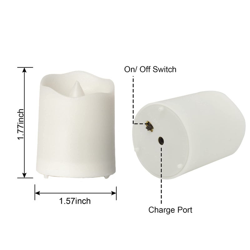 FPOO Rechargeable Flameless Tea Lights Candles with Timer & Remote, 12pcs Flickering LED Votive Candles with 2 USB Charging Cables, Warm White Light Electric Fake Candle for Home, Halloween Xmas Decor - Image 5