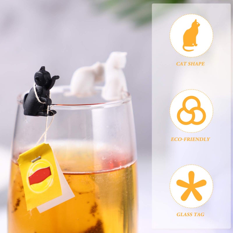 TENDYCOCO Wine Glass Markers Silicone Cat Drink Cup Identification Charms for Wedding Party Bar Club Glass Cup Sign 12pcs (Mixed Color) - Image 4