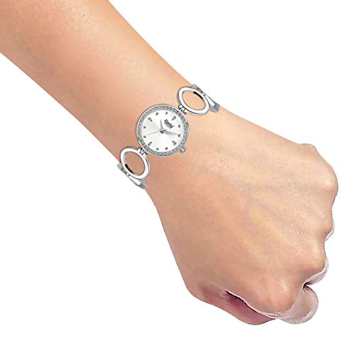 Ajanta Quartz Luxury Stainless Steel Analog Bracelet Watch |Diamond Studded Silver Dial with Bracelet Chain Watch for Women & Girls - Image 4
