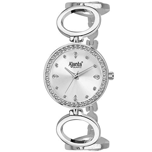 Ajanta Quartz Luxury Stainless Steel Analog Bracelet Watch |Diamond Studded Silver Dial with Bracelet Chain Watch for Women & Girls - Image 1