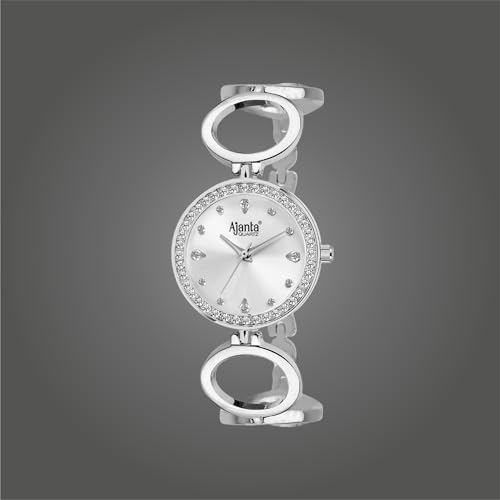 Ajanta Quartz Luxury Stainless Steel Analog Bracelet Watch |Diamond Studded Silver Dial with Bracelet Chain Watch for Women & Girls - Image 2