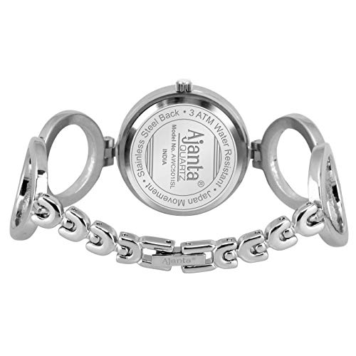 Ajanta Quartz Luxury Stainless Steel Analog Bracelet Watch |Diamond Studded Silver Dial with Bracelet Chain Watch for Women & Girls - Image 5