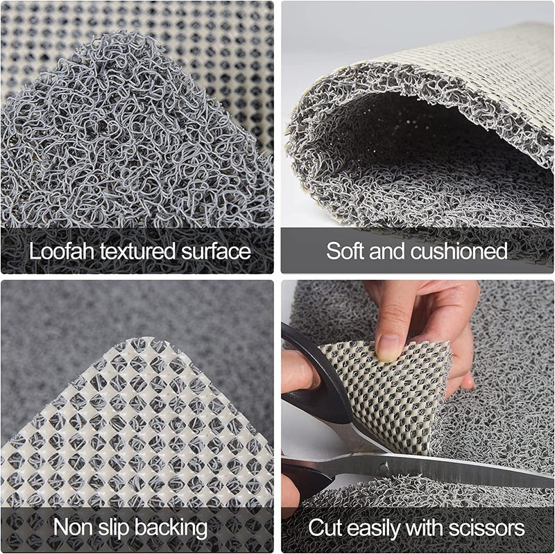 Jorex Mart Soft Textured Bath Mat NonSlip Comfort Bathtub Mats with Drain PVC Loofah Shower Bathroom Mats for Wet Areas Quick Drying Shower Safety Bath Tub and Shower Mat 40x80cm Grey - Image 3