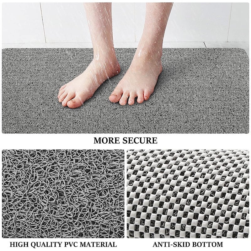 Jorex Mart Soft Textured Bath Mat NonSlip Comfort Bathtub Mats with Drain PVC Loofah Shower Bathroom Mats for Wet Areas Quick Drying Shower Safety Bath Tub and Shower Mat 40x80cm Grey - Image 2