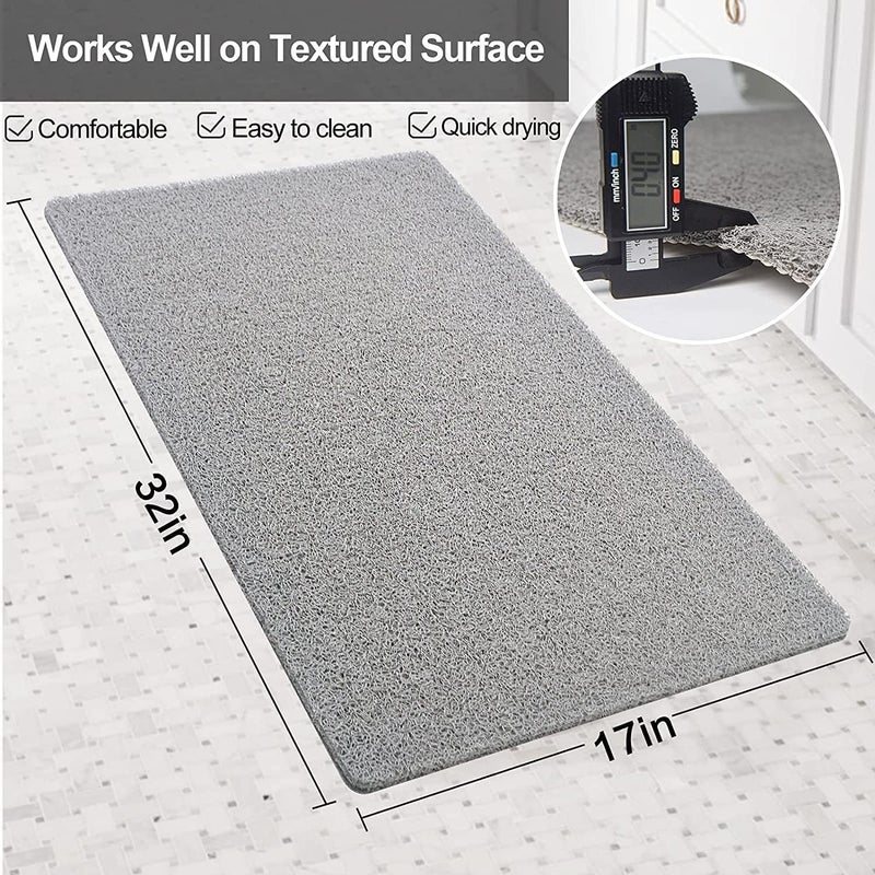 Jorex Mart Soft Textured Bath Mat NonSlip Comfort Bathtub Mats with Drain PVC Loofah Shower Bathroom Mats for Wet Areas Quick Drying Shower Safety Bath Tub and Shower Mat 40x80cm Grey - Image 5