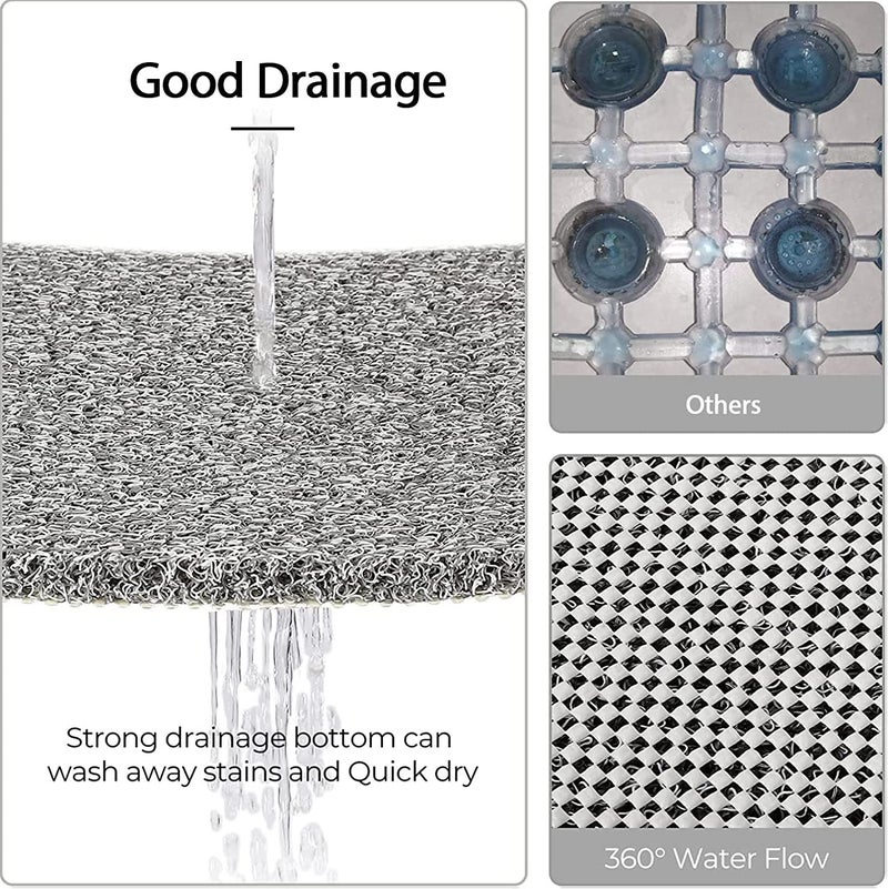 Jorex Mart Soft Textured Bath Mat NonSlip Comfort Bathtub Mats with Drain PVC Loofah Shower Bathroom Mats for Wet Areas Quick Drying Shower Safety Bath Tub and Shower Mat 40x80cm Grey - Image 4