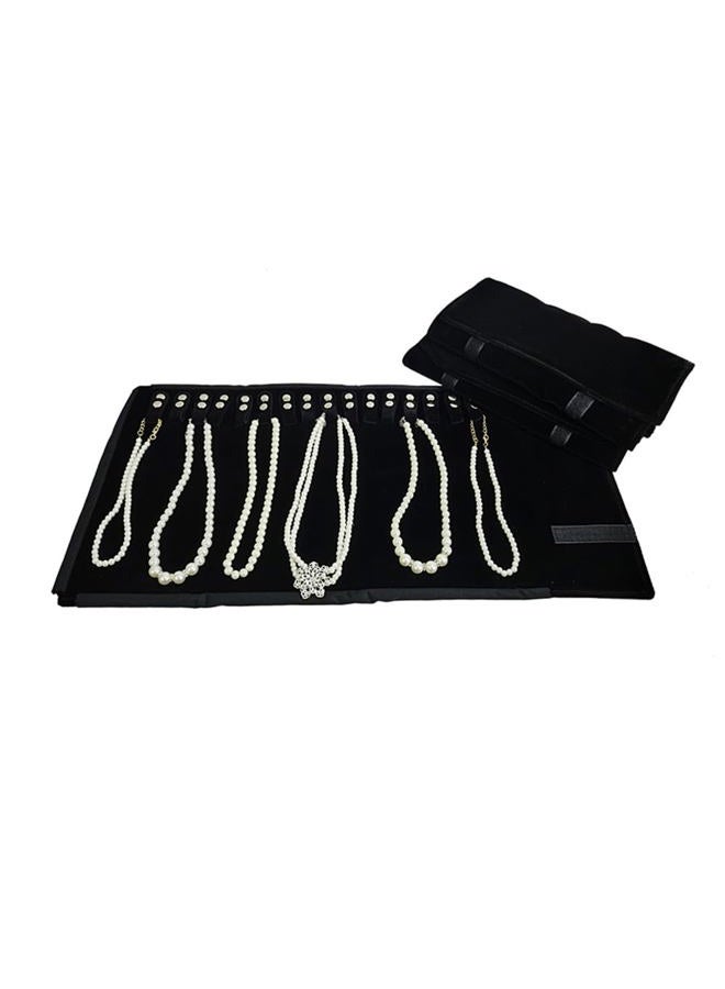 SCIKHEFT Velet Travel Jewelry Case Roll Bag Organizer for Necklace Bracelet Black Gray Velvet (Black Velvet) - Image 2