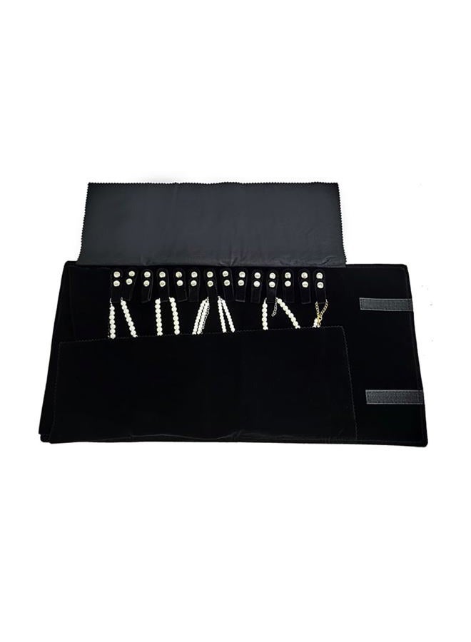 SCIKHEFT Velet Travel Jewelry Case Roll Bag Organizer for Necklace Bracelet Black Gray Velvet (Black Velvet) - Image 3