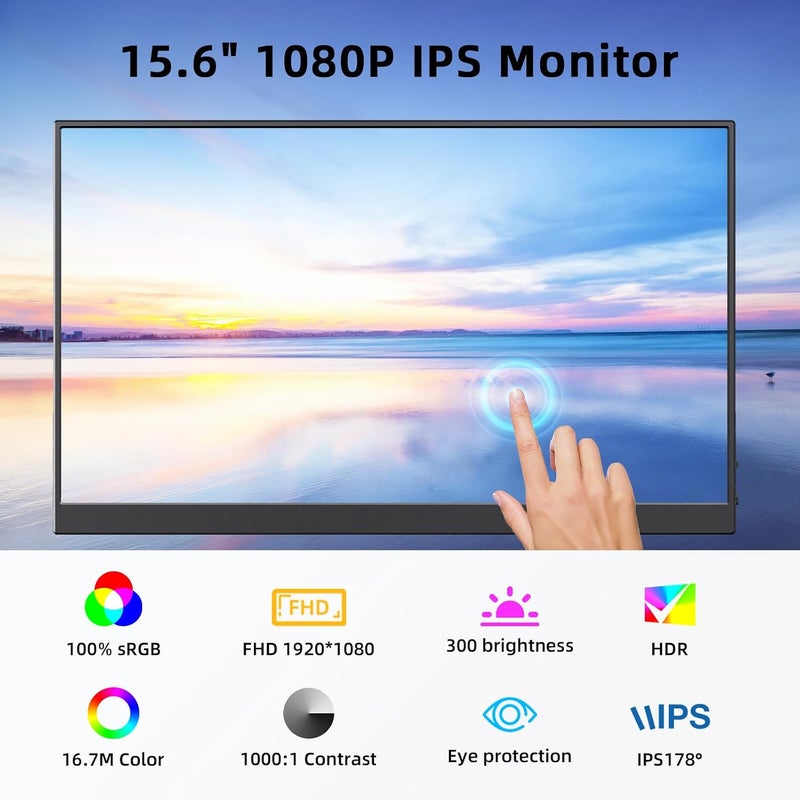 MAGICRAVEN Portable Monitor, 15.6" 1080P Laptop Screen, Lightweight Dual USB C HDMI Second Computer Screen, Gaming Display with Speakers, Travel Monitor for PS4/5 Xbox Switch MAC PC Phone - Image 4