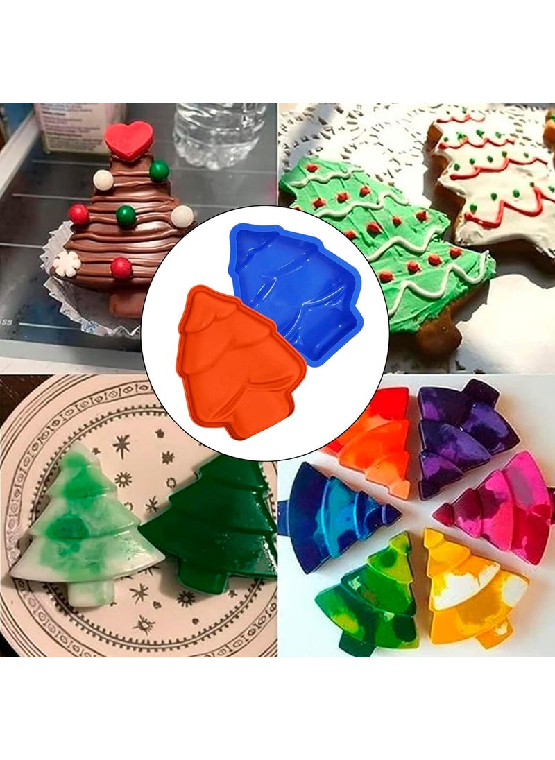 Karp KARP Silicone Chocolate Moulds Non-Stick Moulds 3D Xmas Candy Mold Fondant Mold for Candle Making Baking Making Soap Wax Cake Mousse Ice Cream (Christmas Tree Assorted Color)  - Image 5