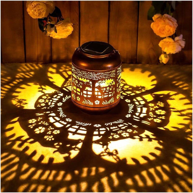 EZTZEN 2 Pack Cow Solar Lanterns Outdoor Waterproof Hanging Solar Lights Cow Gifts for Women Men Mom Metal Decorative LED Outdoor Lanterns for Patio, Lawn, Landscape, Garden Decor, Yard Decorations - Image 4