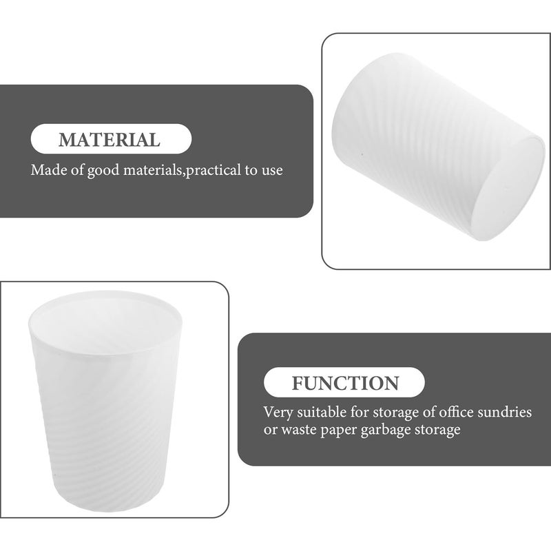 Abaodam 2pcs 8l Plastic Waste Bucket Set, White Lidless Trash Can with Press Ring, Home Bathroom Bedroom Garbage Storage Bin for Office and Living Room - Image 3