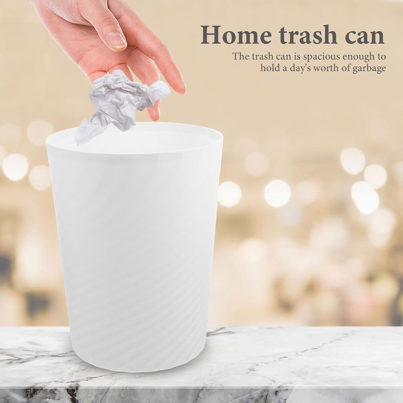 Abaodam 2pcs 8l Plastic Waste Bucket Set, White Lidless Trash Can with Press Ring, Home Bathroom Bedroom Garbage Storage Bin for Office and Living Room - Image 4