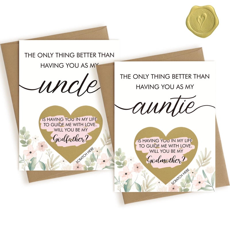 HAMUIERS Will You Be My Godparents Scratch Off Card for Auntie and Unlce, Godparents Proposal Gift from Niece Nephew, Godparents Request Asking Card, Godmother and Godfather Proposal Card - Image 1