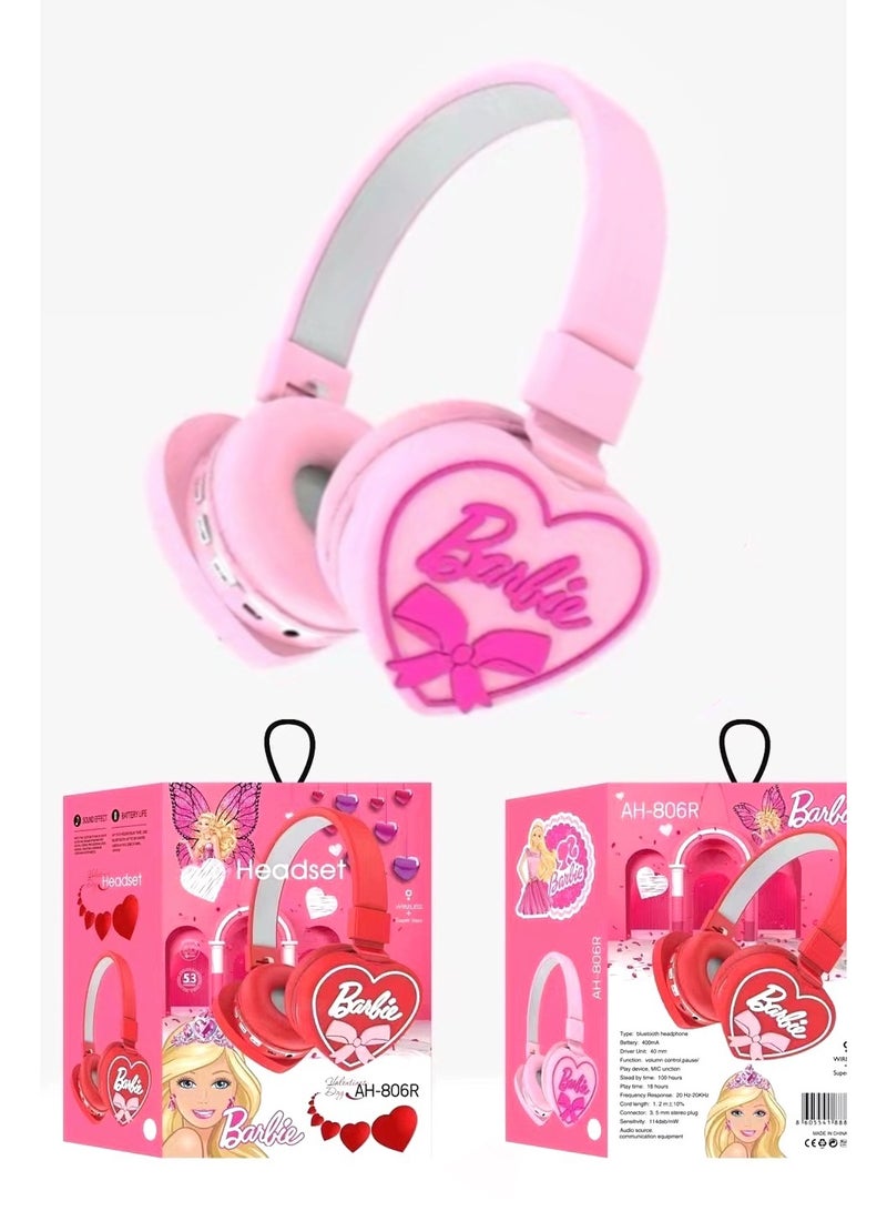 باربي سماعة بلوتوث لاسلكية فوق الأذن سماعة ألعاب قابلة للطي تدعم FM كمبيوتر الهاتف المحمول موسيقى سماعة ستيريو - Image 1