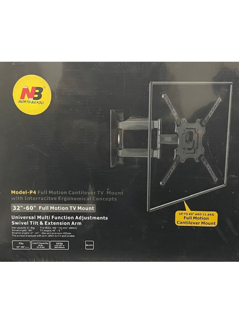 NB NORTH BAYOU - P4 Full Motion Cantilever Wall Mount for LED, LCD, Computer Monitors and TVs Suitable for 32 to 60Inch - Black - Image 1