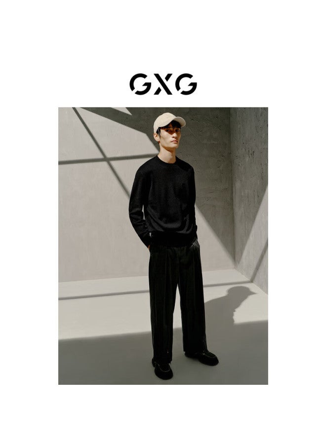 GXG Gxg Men's 23 Winter New Two-tone Jacquard Wool Sweater Black 175/l 