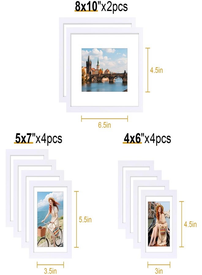 decorUhome Picture Frames Collage Wall Decor for Photo Gallery Display, Assorted Picture Frames set of 10 Including Two 8x10 / Four 5x7 / Four 4x6 for Family Wall Decor, White, 10 Pack - Image 4