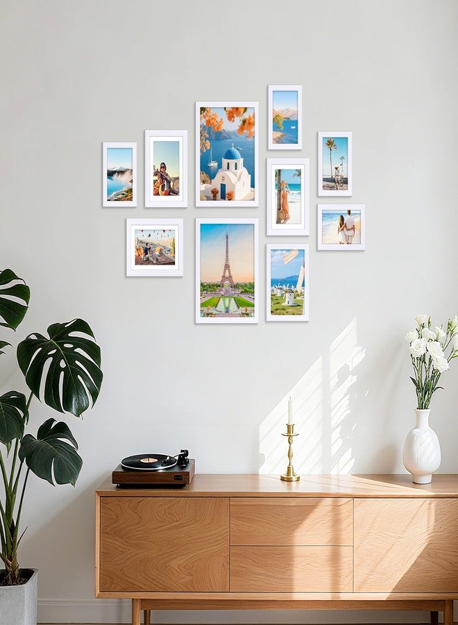 decorUhome Picture Frames Collage Wall Decor for Photo Gallery Display, Assorted Picture Frames set of 10 Including Two 8x10 / Four 5x7 / Four 4x6 for Family Wall Decor, White, 10 Pack - Image 2