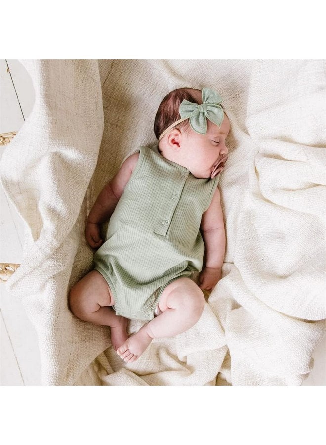 عصابة رأس من النايلون من Sugarmelon Linen Bow للأطفال حديثي الولادة والرضع الصغار مع شرائط مطاطية لربطات رأس الأطفال البنات الصغار (ربطة رأس من الكتان مقاس 3 بوصات) - Image 2