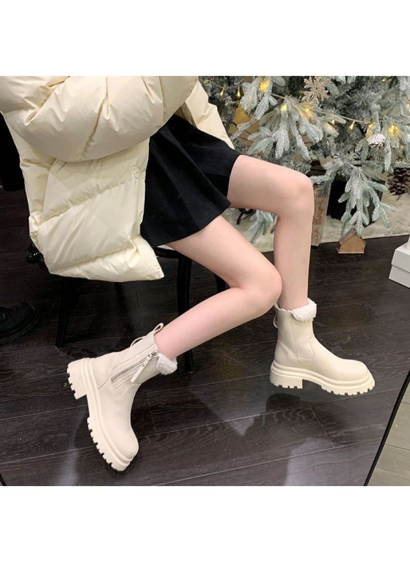 2023 New thick bottom height increasing snow boots winter warm fleece-lined thick thick heel short boots Womens cotton bootsBeige Beige - pzsku/Z4F560ECF7C4D77453BA3Z/45/_/1727184696/e2810208-d95c-4f0e-9938-a4be70ef942d