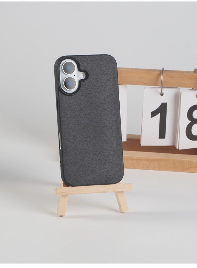 ShebSheb Faux Leather Texture Phone Case Compatible with iPhone 16,Slim TPU Soft Shockproof Protective Case - Image 2