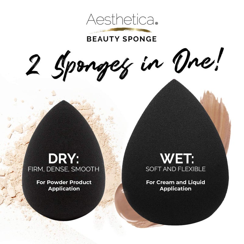 Aesthetica Cosmetics Beauty Sponge Blender - Latex Free and Vegan Makeup Sponge Blender - For Powder, Cream or Liquid Application (2 PACK) - Image 3