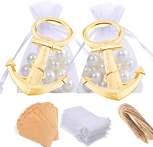 Bodosac 30 Pcs Gold Anchor Bottle Openers Baby Shower Wedding Party Favors with Bag Vintage Style Less Oxidized Perfect for Weddings Parties DIY Projects