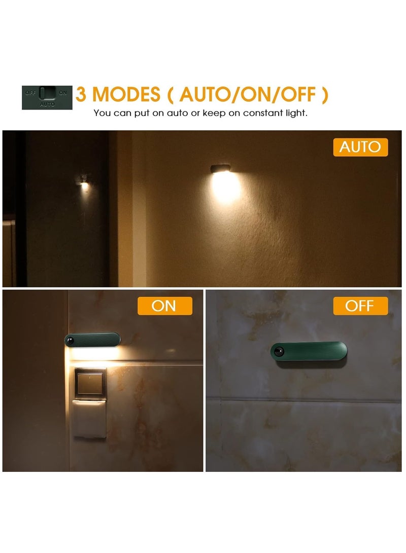 Zikra Night Light with Motion Sensor Dimmable Rechrageable LED Night Lights for Kids Bedrooms Warm White Nightlights Magnetic USB Chargeable for Room Bathroom Cabinet Closet Hallway 2 Pack Green - Image 4