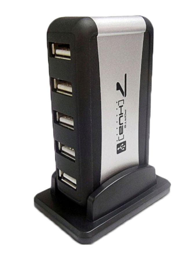 NIBEMINENT High-Speed Active USB Hub Black/Silver - Image 1