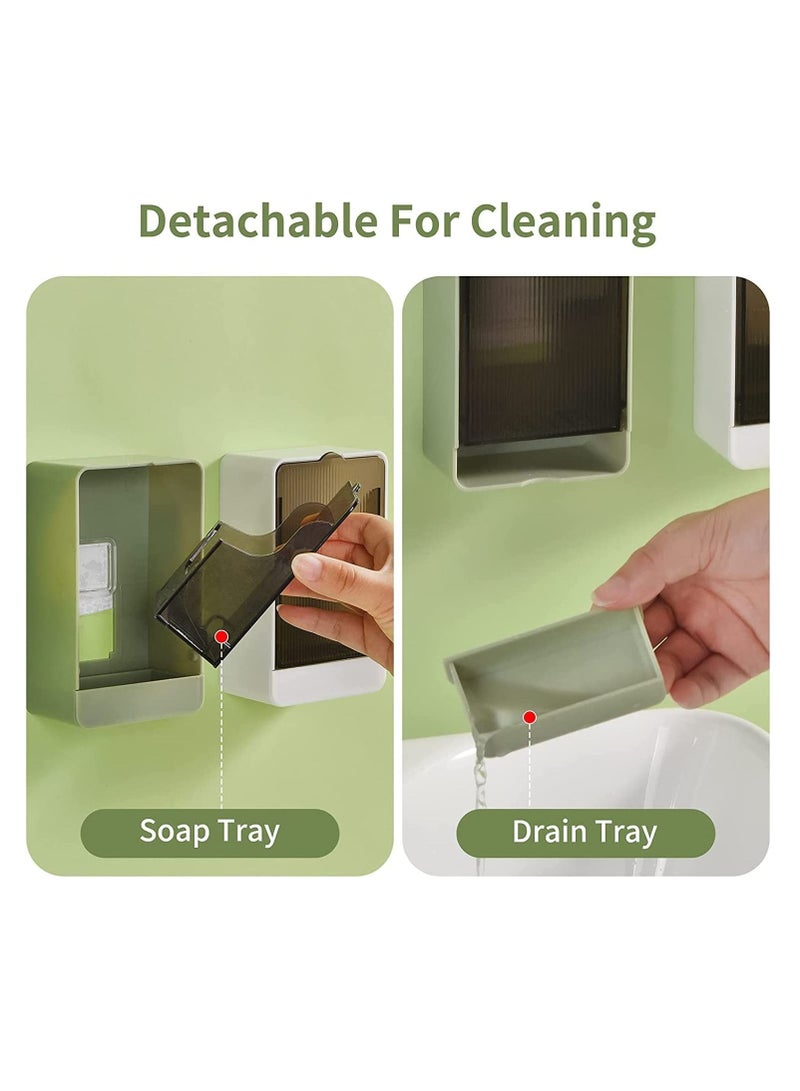 SYOSI حامل صابون معلق على الحائط - صندوق صابون لغسل اليدين - 2 عبوة حامل طبق صابون سائل - Image 3