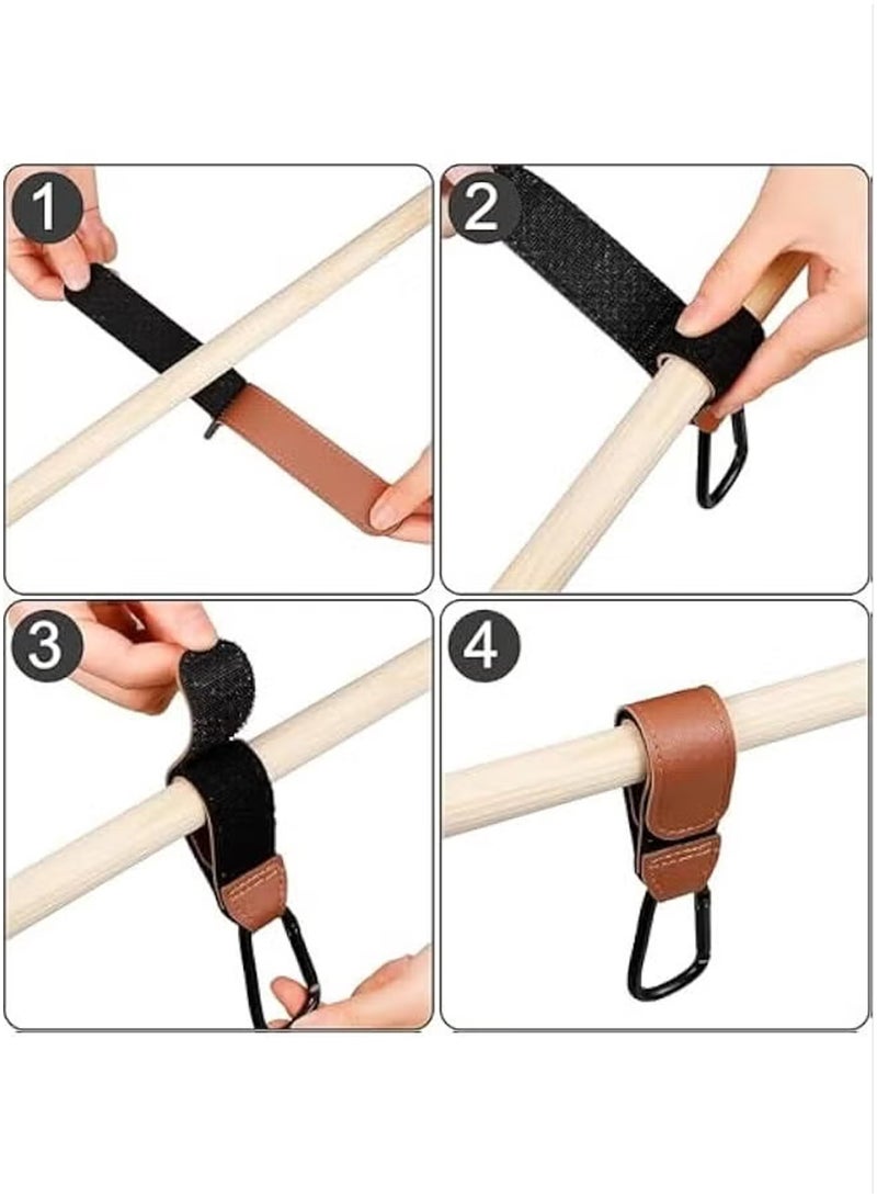 أورافلي مجموعة من 4 خطافات لعربة الأطفال، وخطاف متعدد الوظائف لحقيبة التسوق + خطاف مزدوج يدور 360 درجة، وخطافات جلدية قابلة للتعديل لعربة الأطفال، وخطافات تنظيم، وحقيبة للأمهات وملحقات عربة أطفال مريحة - Image 3