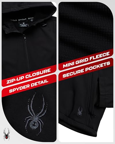 Spyder Womens Softshell Jacket - Wind and Water Resistant Grid Fleece Lined Hooded Womens Jacket For Outdoor Hiking, Size Medium, Black - Image 5
