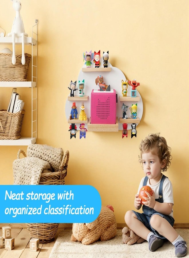 Conamily رف Conamily Cloud Toines، رف حائط عائم لتخزين 12-20 شخصية TonieBox، رف مغناطيسي لشخصيات TonieBox، محطة شحن، غرفة لعب الأطفال (أبيض 2) - Image 2