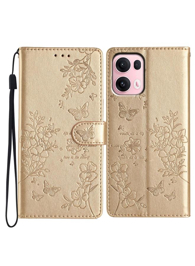 اس-توب جراب هاتف OPPO Reno13 Pro العالمي المصنوع من الجلد بتصميم الفراشات والزهور - Image 1