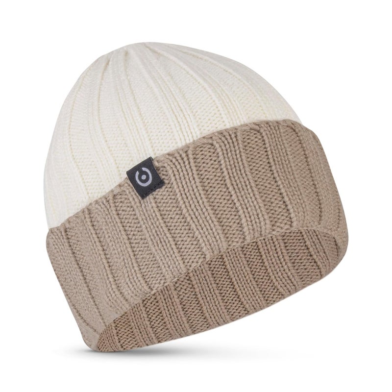 CORETEQ Women & Men Soft Acrylic Wool Winter Cuff Beanie Cap Wide Rib Dual Color Style - Soft, Cozy & Warm Garam Topi - Stylish Woollen Winter Wear Cap - Acrylic Wool, FS - Image 1
