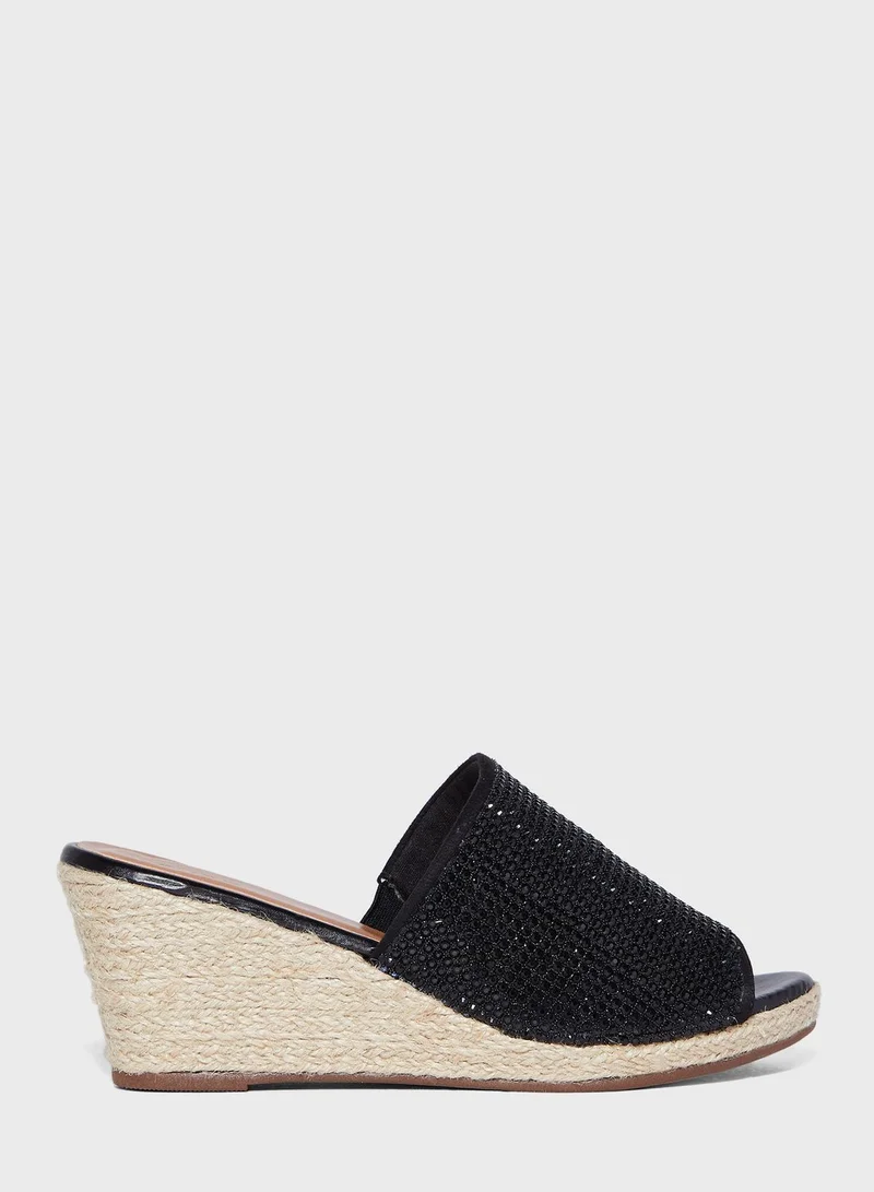 FYOR Wide Strap High Heel Wedge Sandals