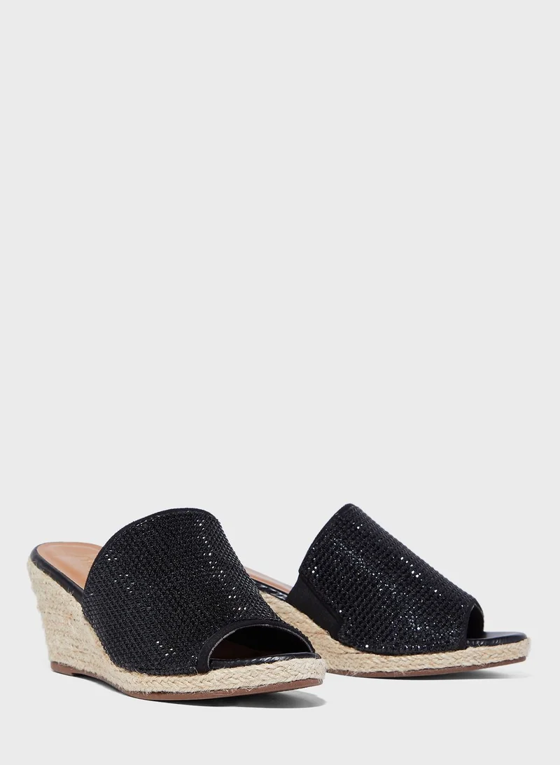 FYOR Wide Strap High Heel Wedge Sandals