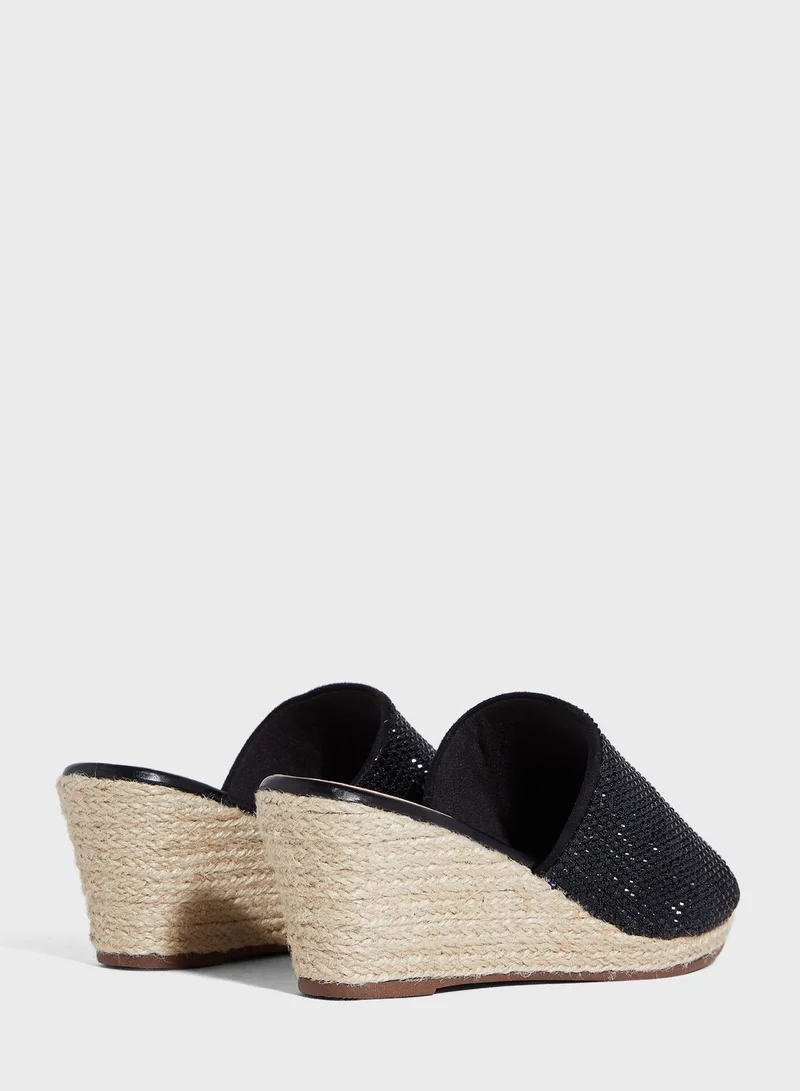 FYOR Wide Strap High Heel Wedge Sandals