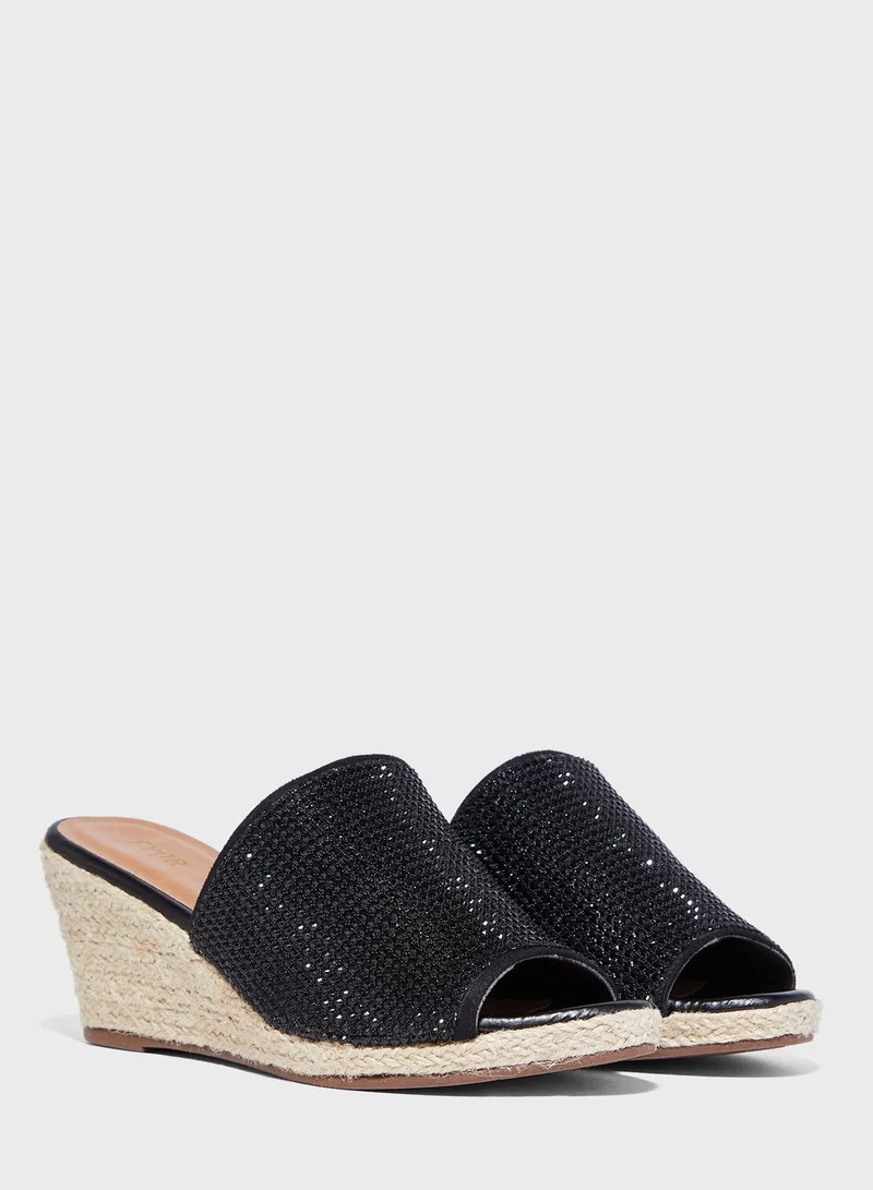 FYOR Wide Strap High Heel Wedge Sandals