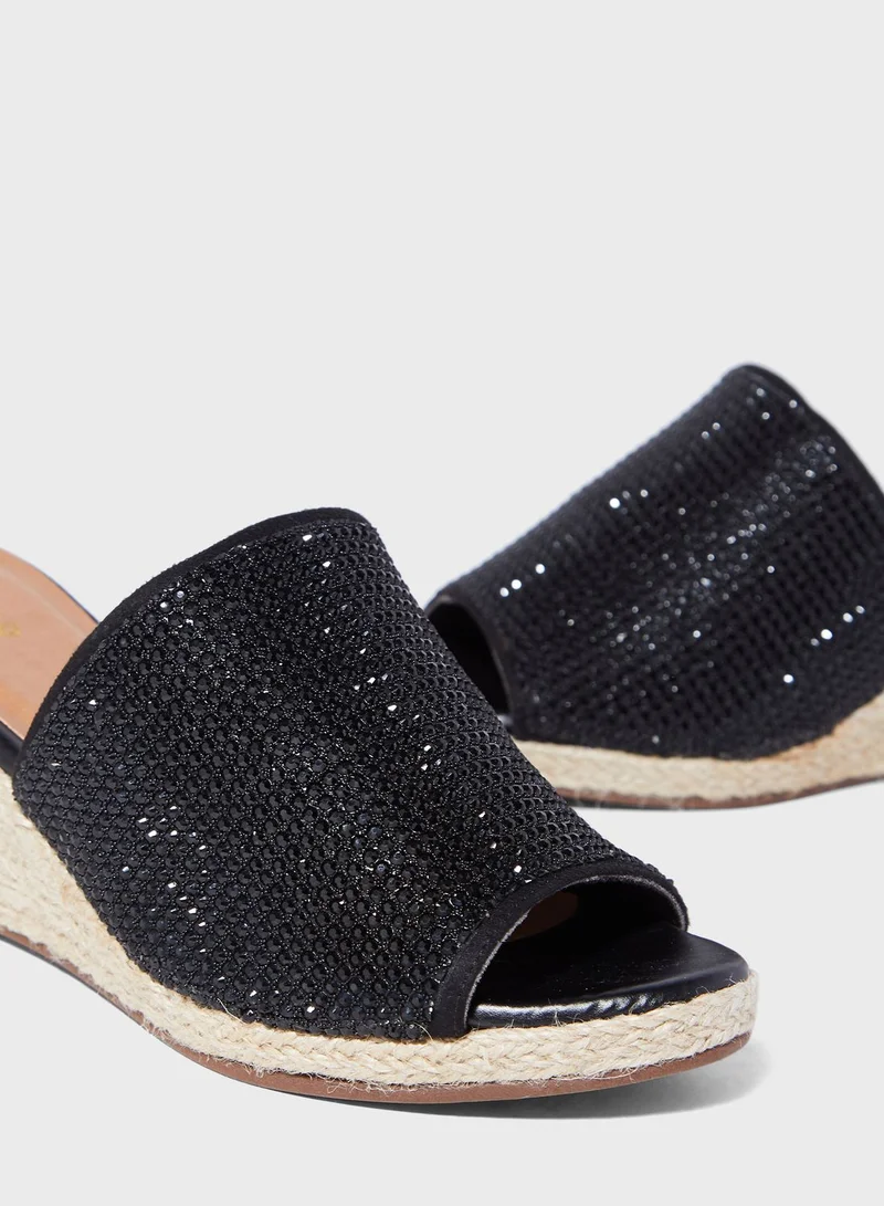FYOR Wide Strap High Heel Wedge Sandals
