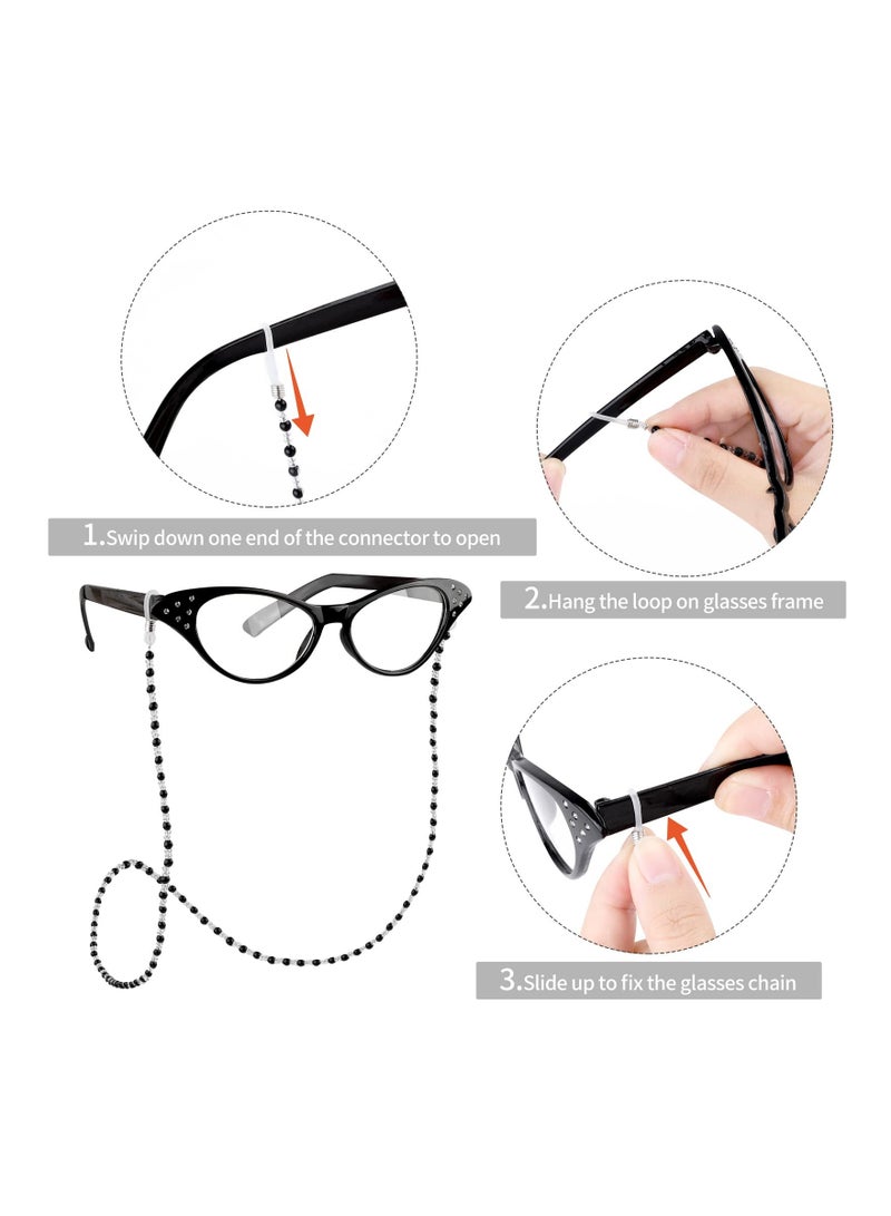 6 Pieces 100 Days of School Old Lady Wig Set Granny Cosplay Wig Granny Hair Glasses Cane Pearl Necklace Bracelet Halloween Dress Up Party, Dark Gray  - Image 3