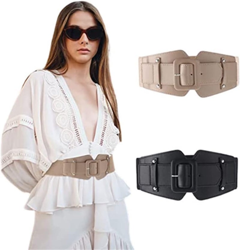 Luckam Women's Fashion Belt, Women's Wide Girdle Soft and Versatile Elegant Bow Ribbon Extra Long Belt, Black Belt Women's Chic Faux Leather Waist Belt for Jeans, for Dress Solid Color Belts - Image 1