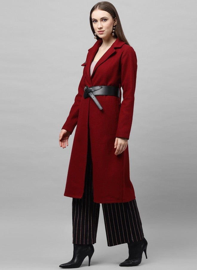 Athena معطف طويل بورجوندي للنساء - Image 4