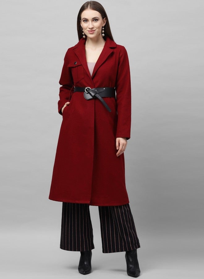 Athena معطف طويل بورجوندي للنساء - Image 1
