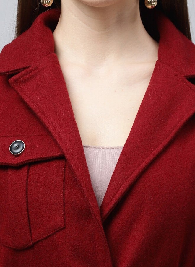 Athena معطف طويل بورجوندي للنساء - Image 2