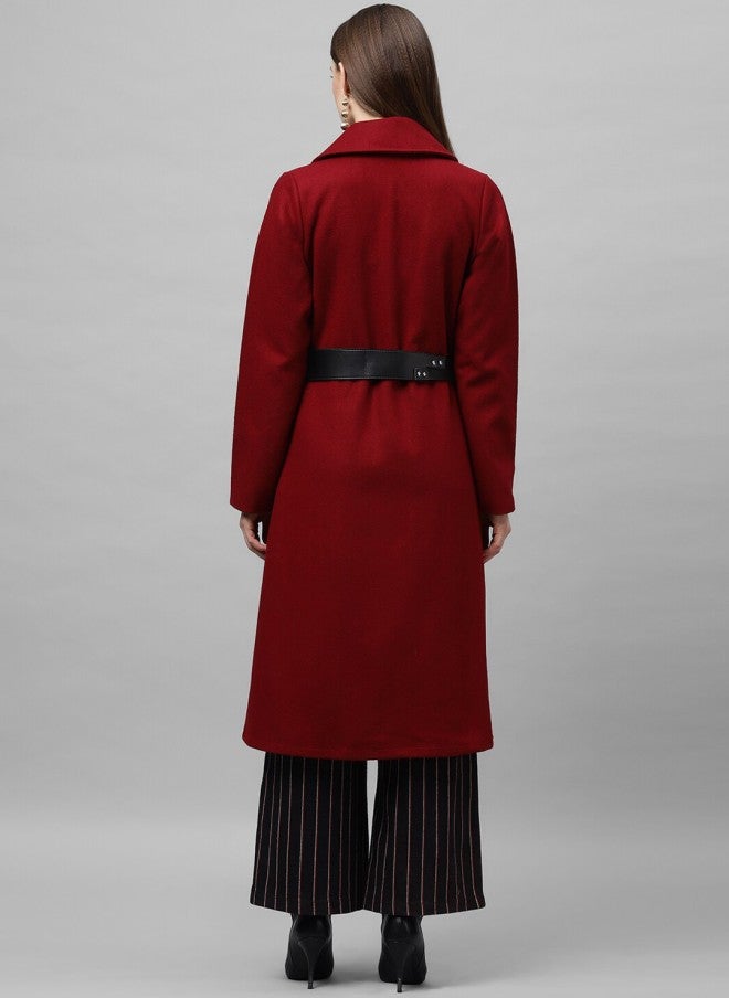 Athena معطف طويل بورجوندي للنساء - Image 5