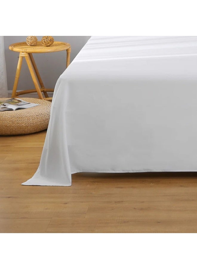 Rest Flat Bedsheet 160x220cm Plush White Breathable Machine Washbale Bedsheet Extra Soft Easy Fit Highly Breathable Bedding & Linen Cover - Image 3