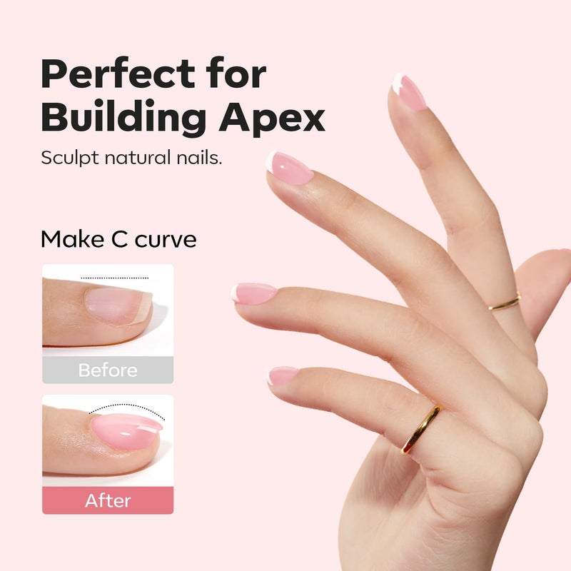 modelones Builder Nail Gel, 8-in-One Jelly Pink Builder, Peachy Pink Rubber Base Gel Polish, LED Lamp Cured Nude Color Base Hardener, Apex Building Strengthener Extension for Girls Home DIY Salon - Image 5